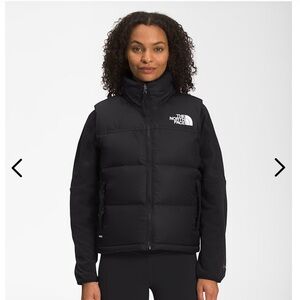 North Face Womens Large 700 Goose Down Black Puffer Vest Jacket 96 Retro Puff L